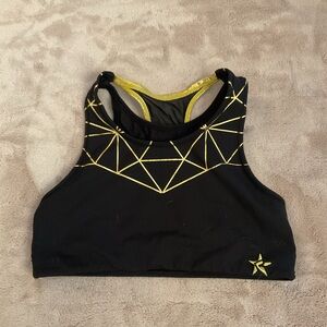 Black and Gold Geometric Sports Bra